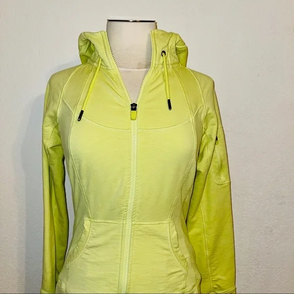 Athleta Slub Strength Hoodie Jacket S Lime-Yellow Work-Out Athleisure - Picture 2 of 8